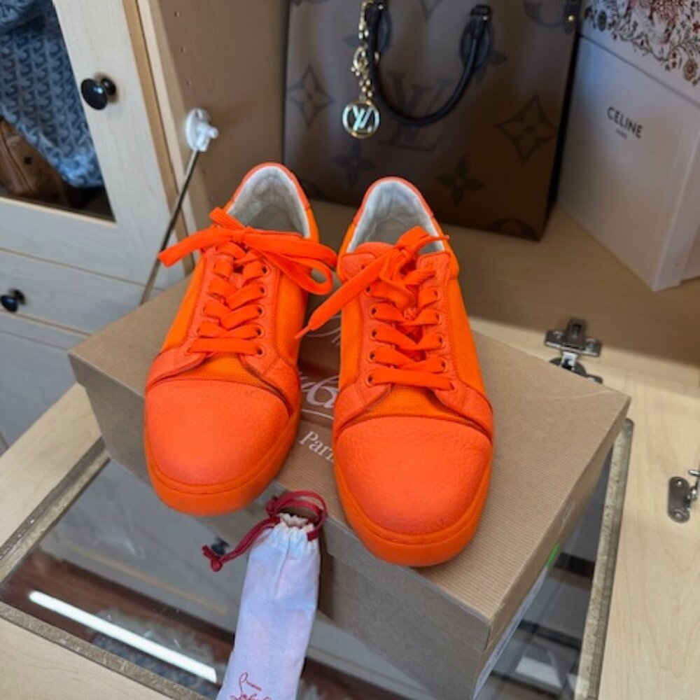 Christian Louboutin Size 38 Orange Sneakers